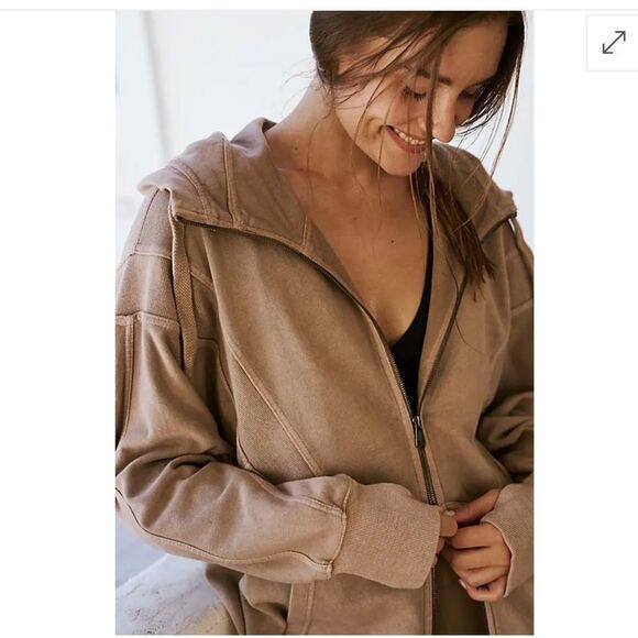 Free People All Your Love Logo Hoodie - Mocha Latte - Picture 2 of 7